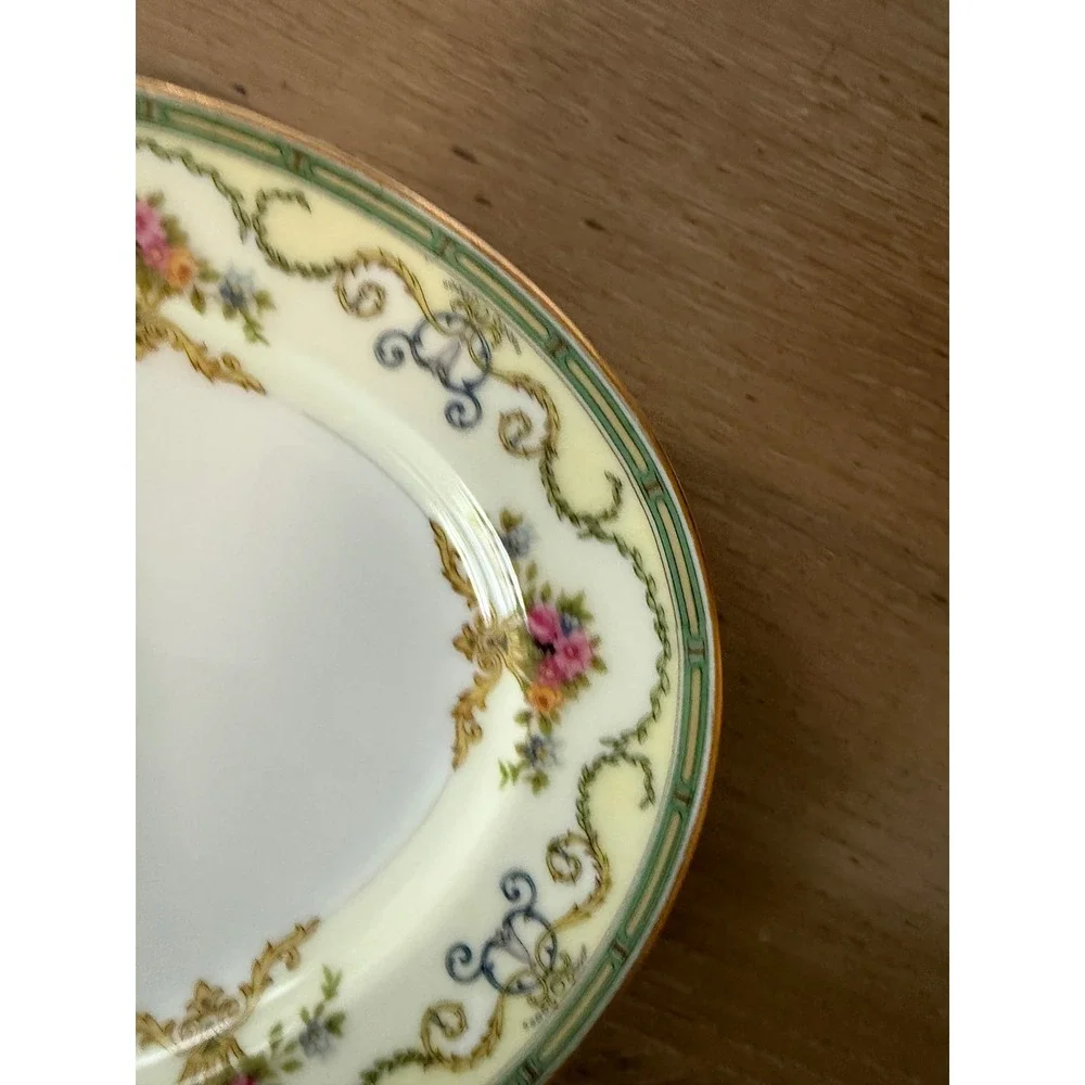 Noritake Smartnis Vintage Oval Serving Platter Floral Baskets Gold Trim Japan